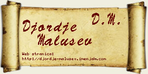 Đorđe Malušev vizit kartica